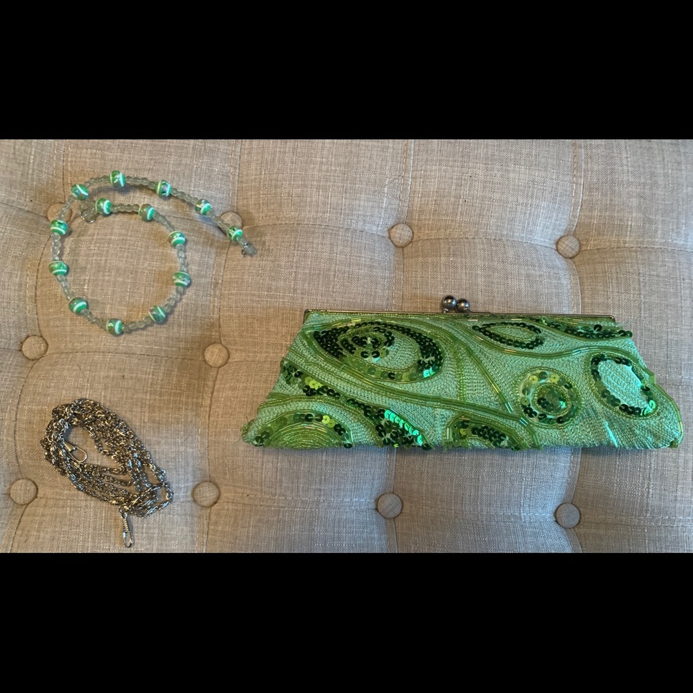 Green beaded clutch